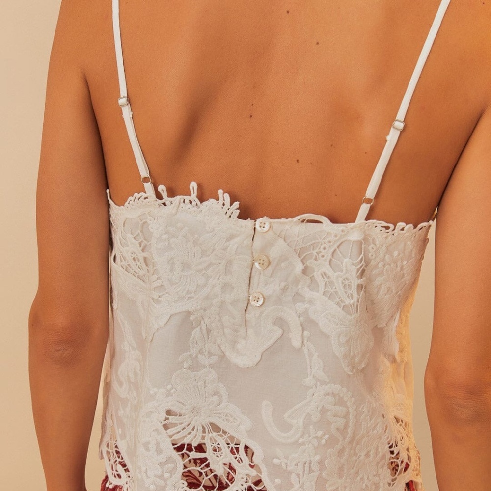 Farm Rio Off-White Sleeveless Lace Top - Picture 5 of 8